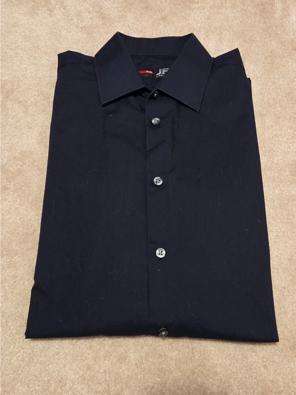 jf j.ferrar Men's Black Dress Shirt - Spread Collar